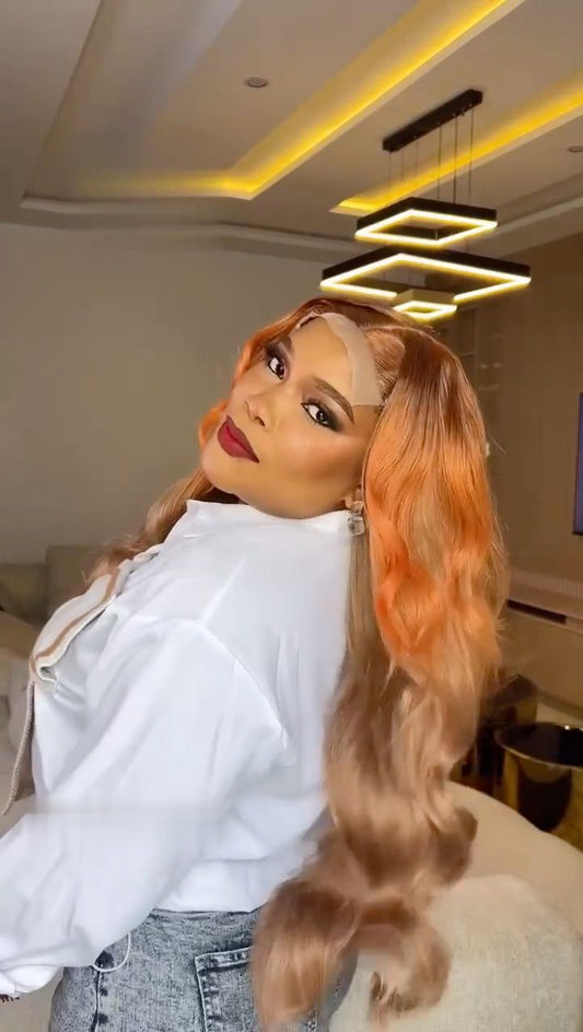 Copper Blonde Long Wavy 5x5 Closure Lace Wig – Soft Body Wave, Natural Look, Beginner Friendly