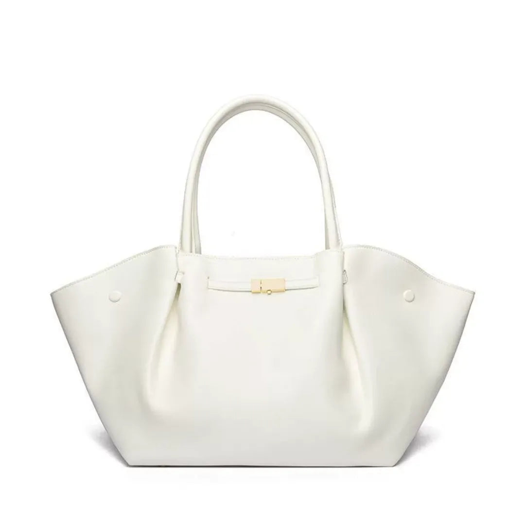 Large White Tote Bag – Elegant Leather Shoulder Handbag for Women | Everyday Luxury Work Bag | EssyLuxe