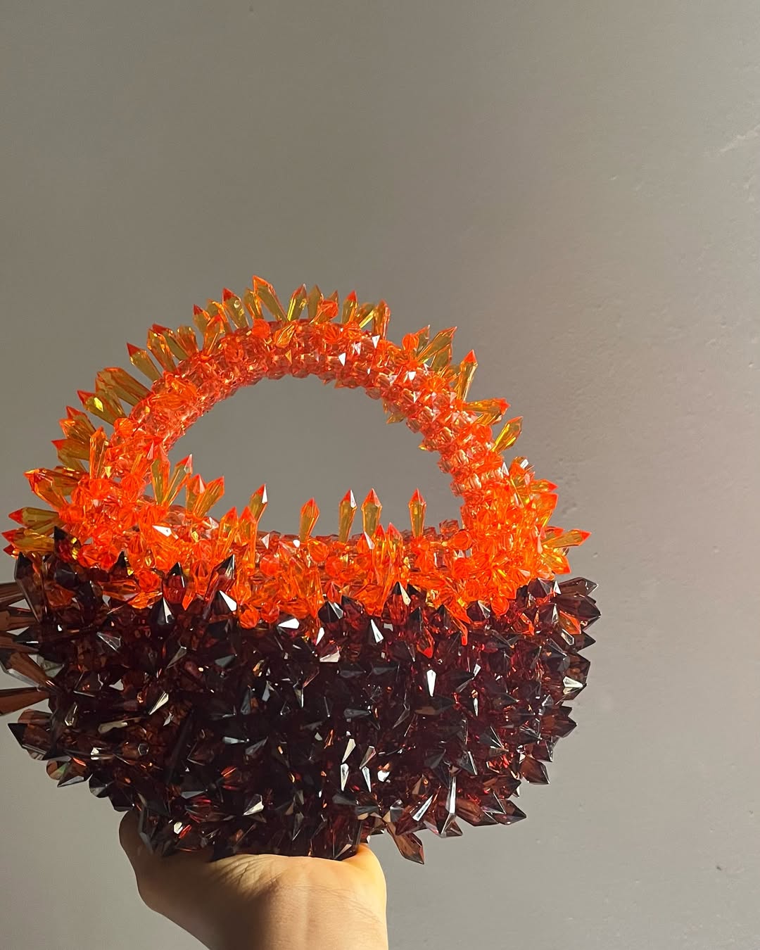 Orange & Pink Beaded Mini Bag – Crystal Statement Purse | EssyLuxe