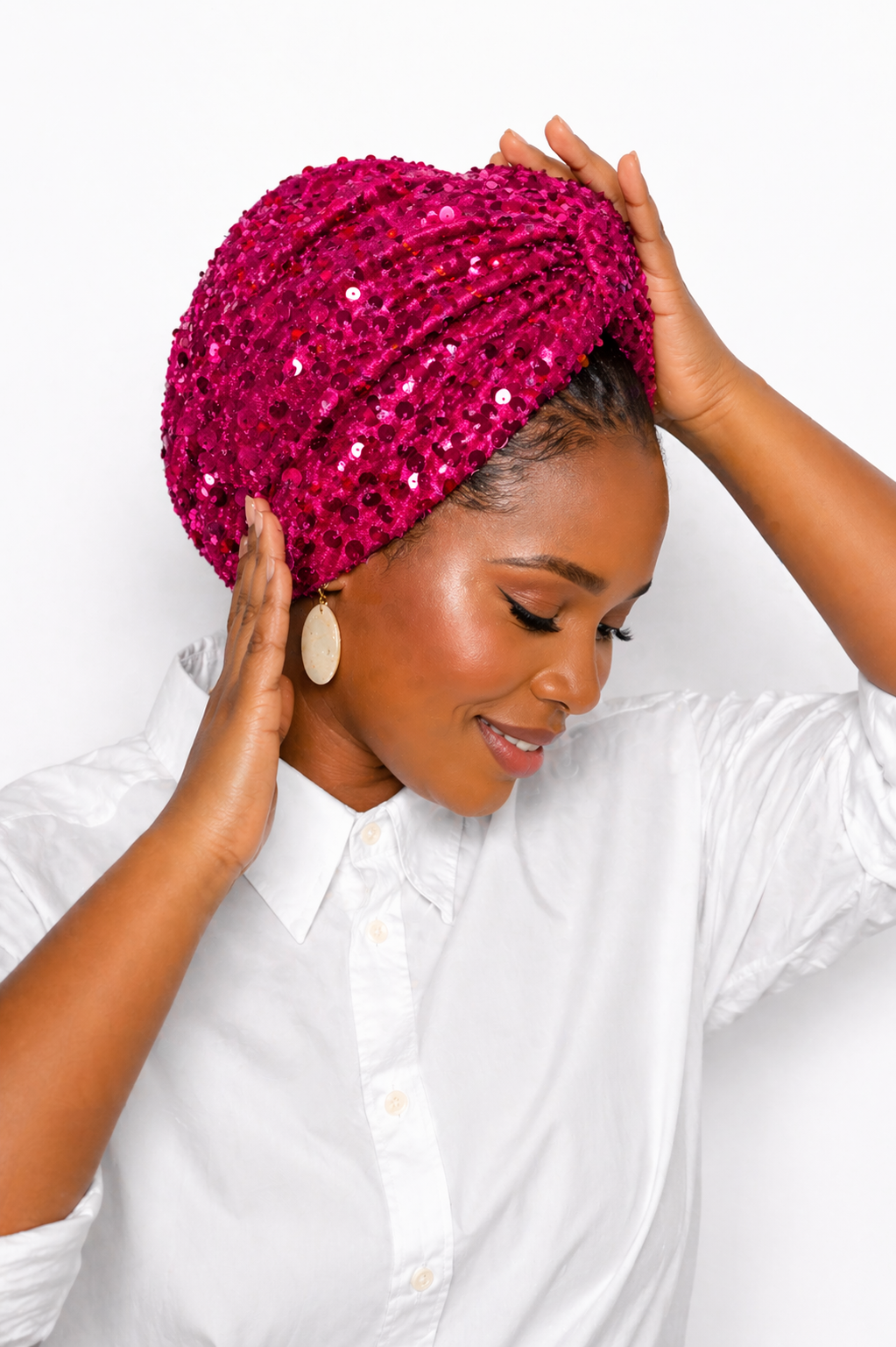 Sequin Velvet Turban Headwrap for Women – African Stretch Headwrap | Glam Wedding & Church Hair Cover