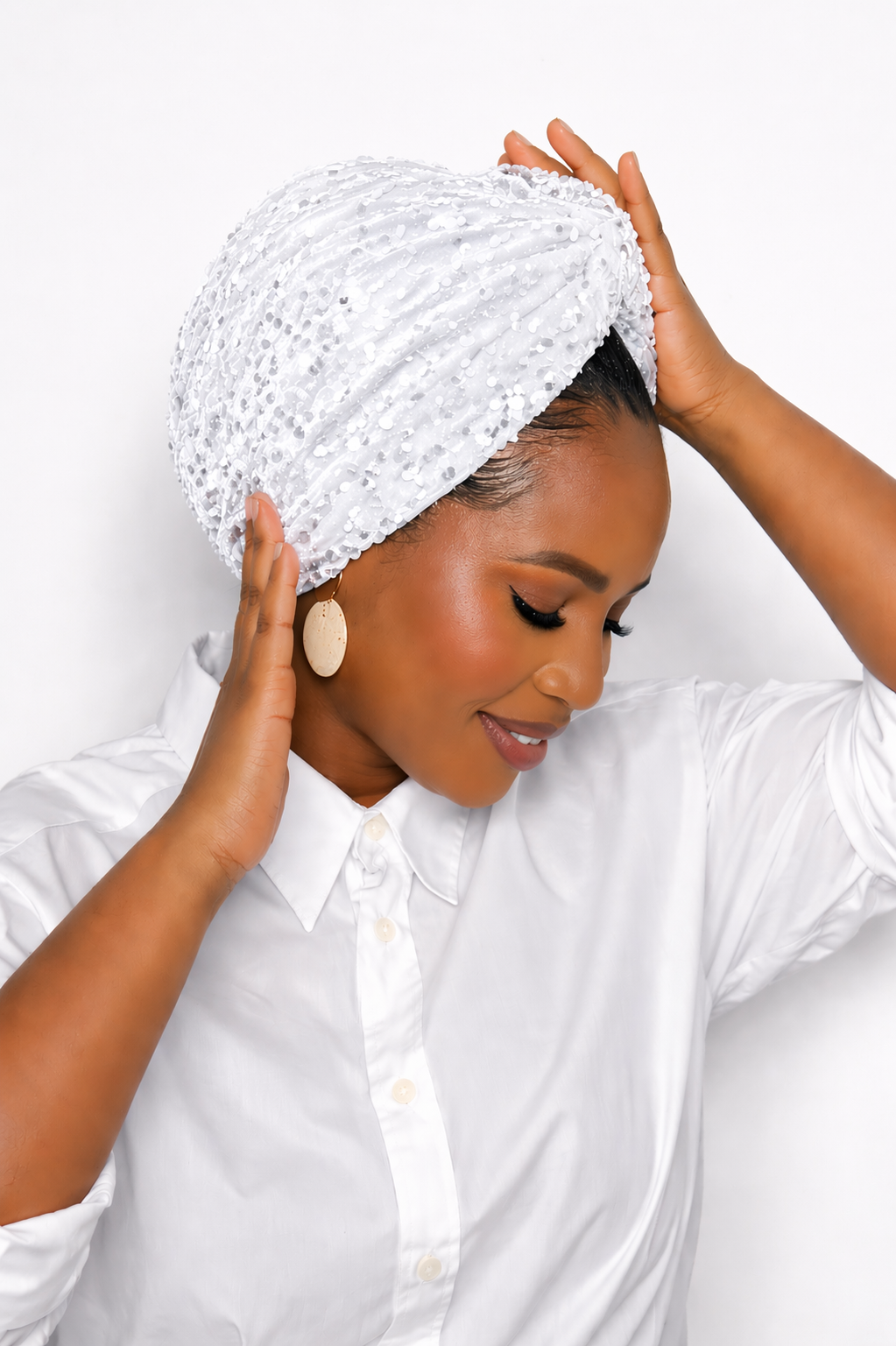 Sequin Velvet Turban Headwrap for Women – African Stretch Headwrap | Glam Wedding & Church Hair Cover