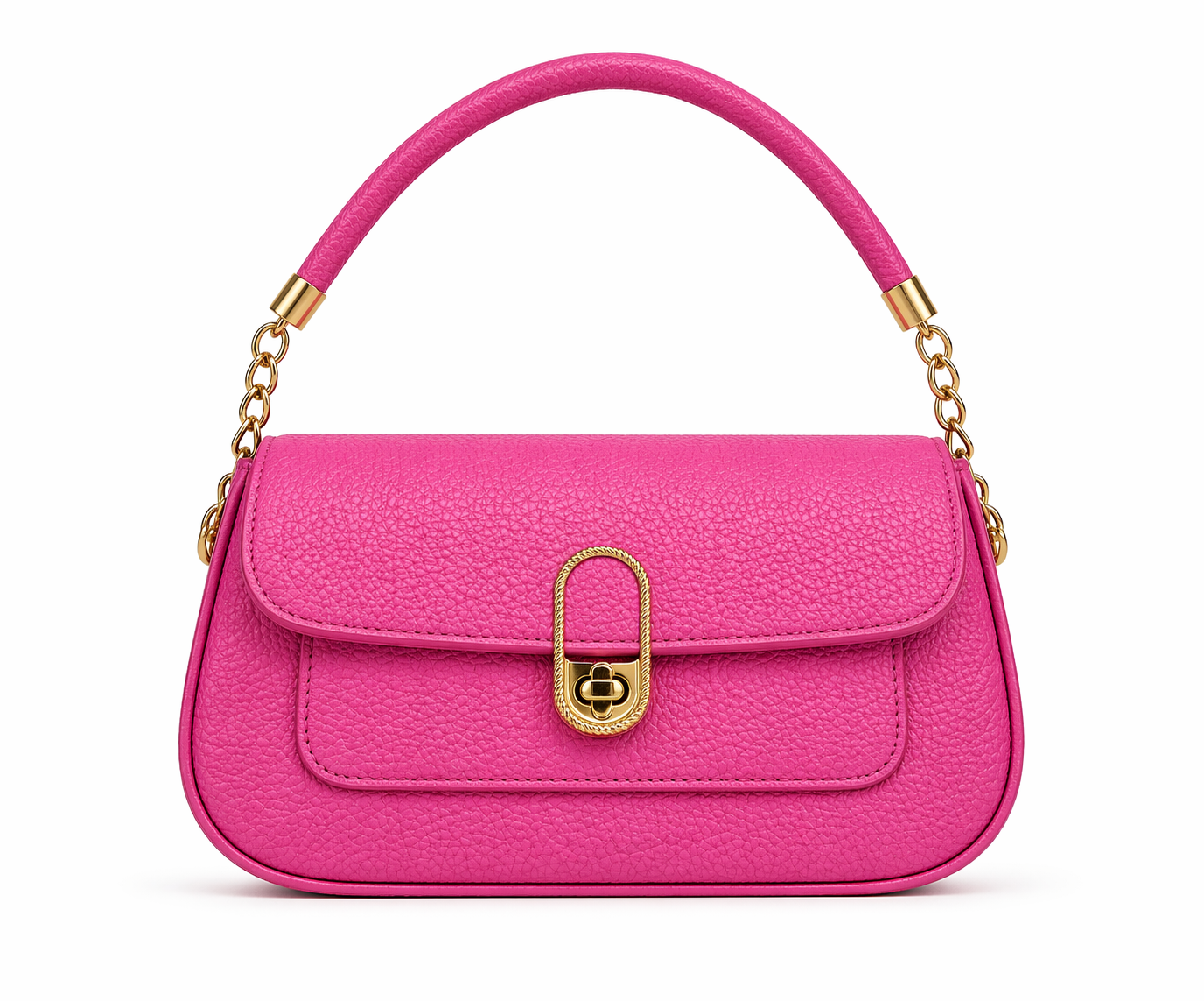 Elegant Long Handle Ribbed Purse with Gold Accents - Multi-Color Options
