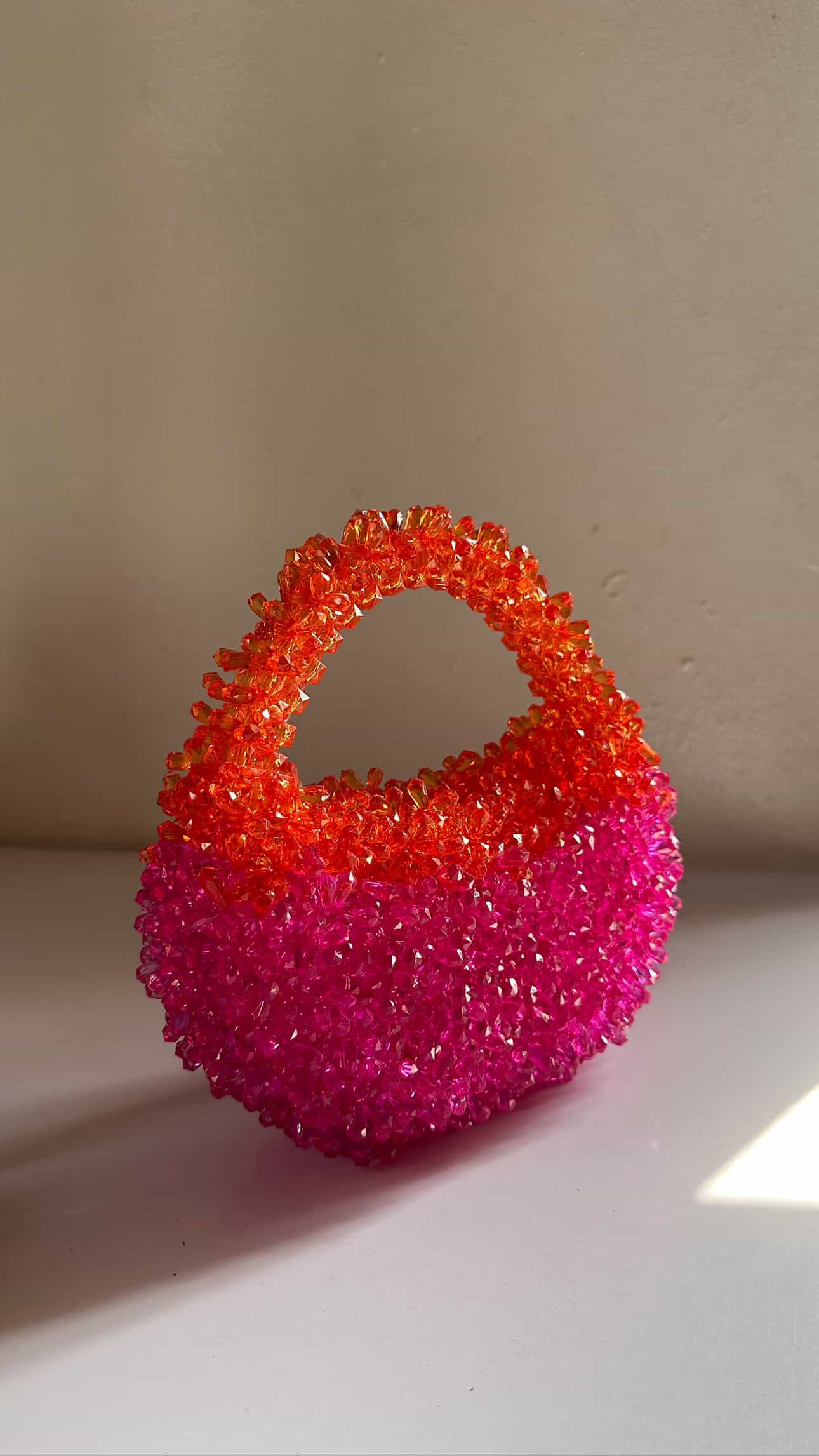 Orange & Pink Beaded Mini Bag – Crystal Statement Purse | EssyLuxe