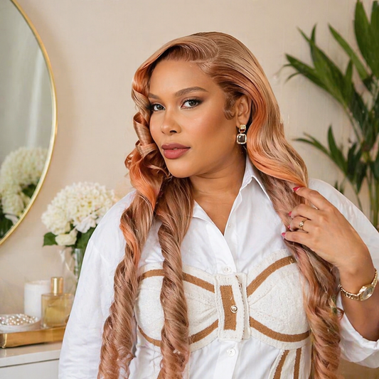 Copper Blonde Long Wavy 5x5 Closure Lace Wig – Soft Body Wave, Natural Look, Beginner Friendly