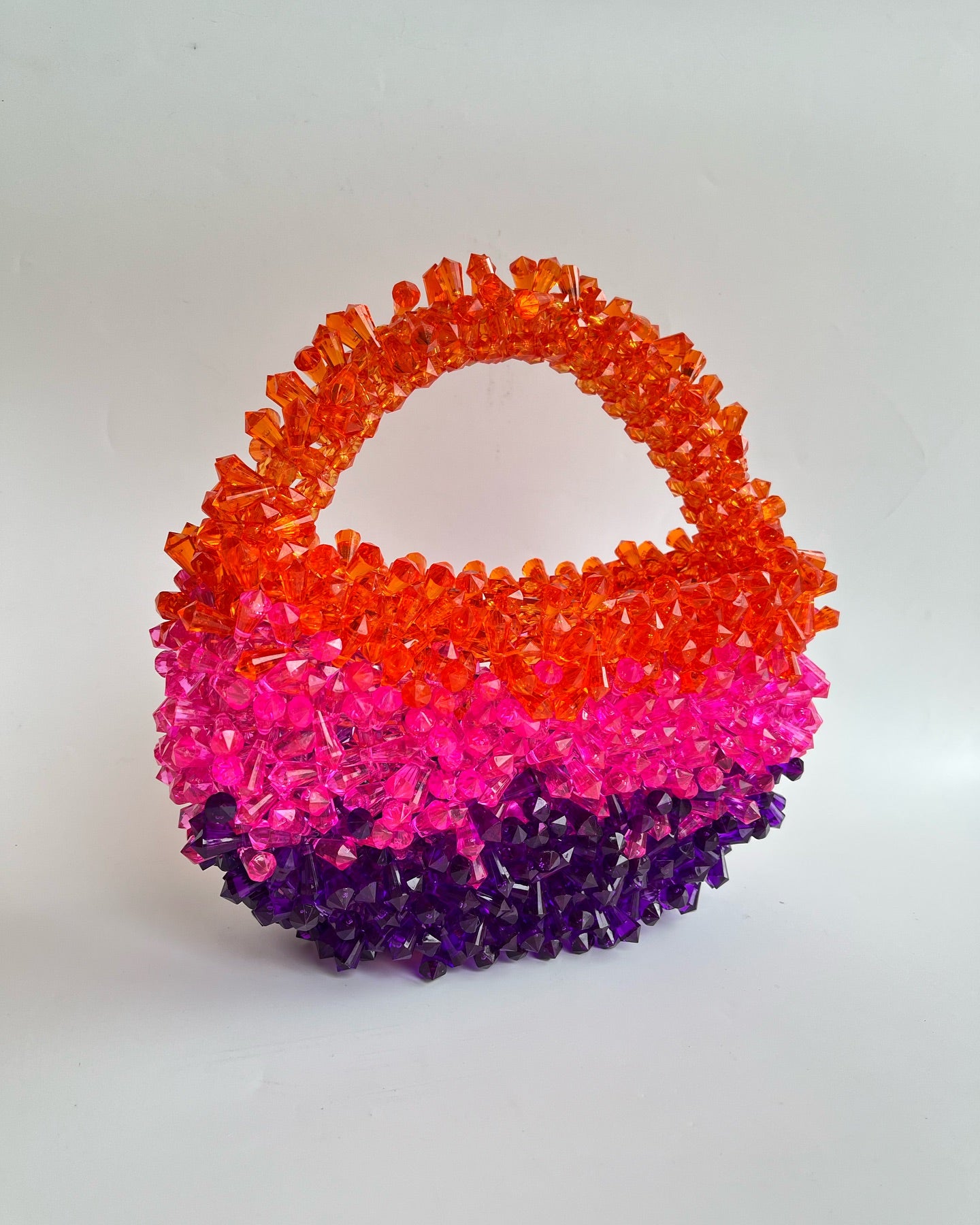 Orange & Pink Beaded Mini Bag – Crystal Statement Purse | EssyLuxe