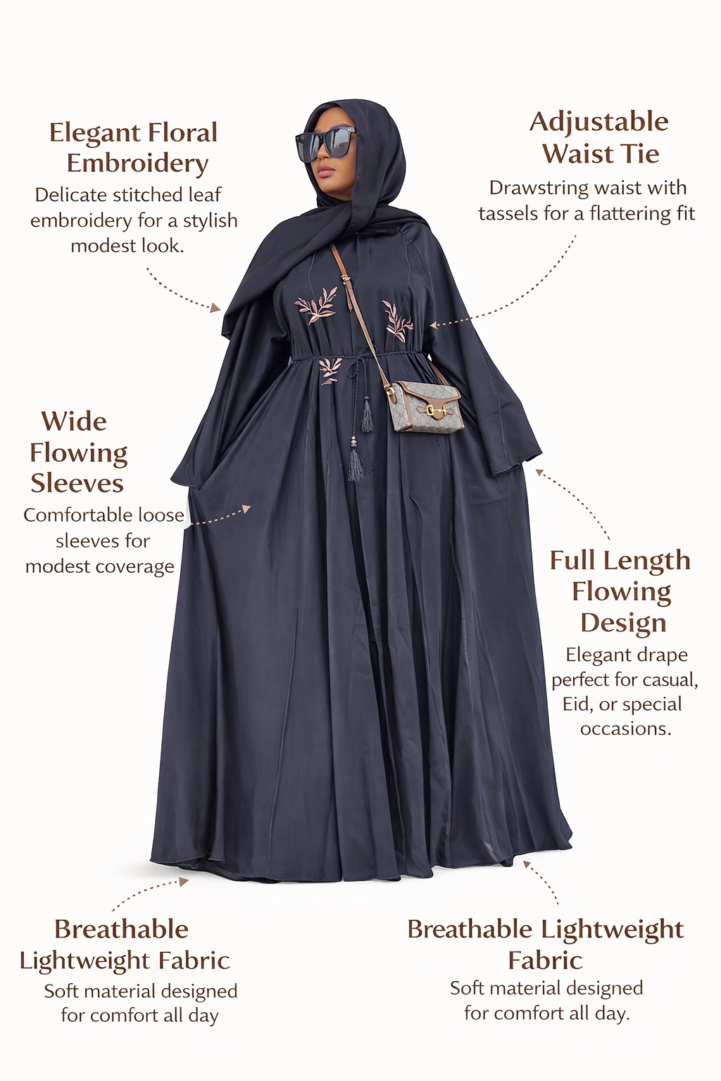 Luxury Embroidered Abaya – Modest Elegant Maxi Dress