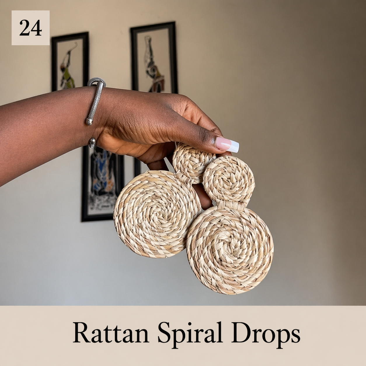 Boho Woven Raffia Earrings