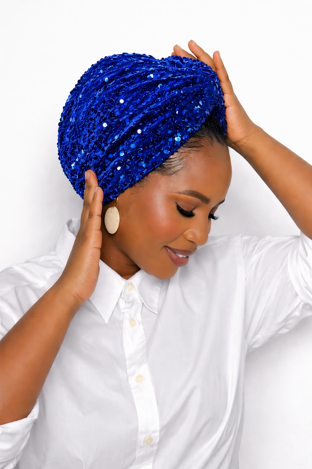 Sequin Velvet Turban Headwrap for Women – African Stretch Headwrap | Glam Wedding & Church Hair Cover